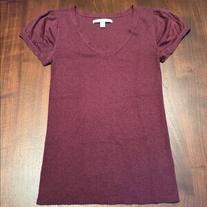 OLD NAVY WOOL BLEND V NECK SHORT SLEEVE SWEATER BURGUNDY MAROON M 592924 ‘08